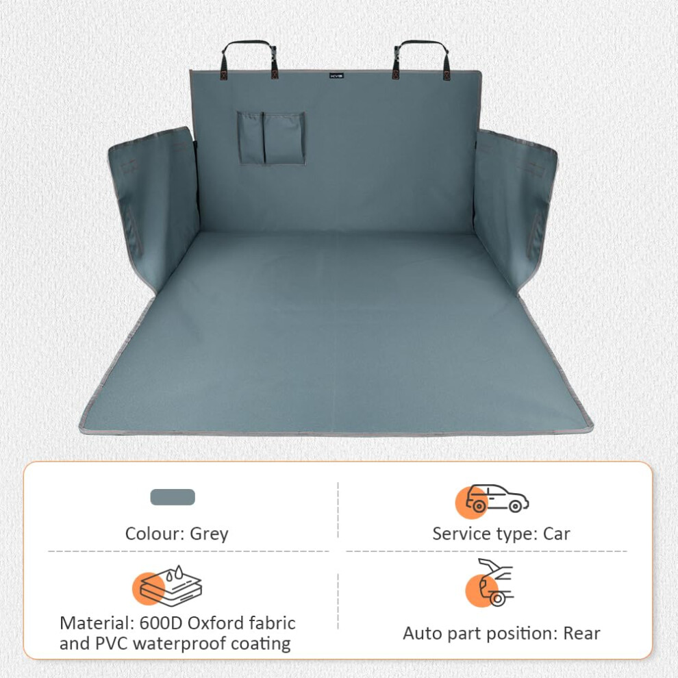 Kyg Car Boot Liner With Bumper & Side Protection - Heavy Duty Waterproof Universal Protector Mat For Cars, Suvs & Trucks - 184 * 105 * 38Cm, Grey 5000837487680