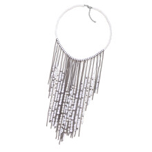 Handgemaakte geometrische parels statement ketting-Zilver