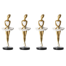 4X Ballet Dancer Ornament,Dancing Girl Statue, Art Ornaments,Decor Elegant for Bedroom Desktop Windowsill Room B