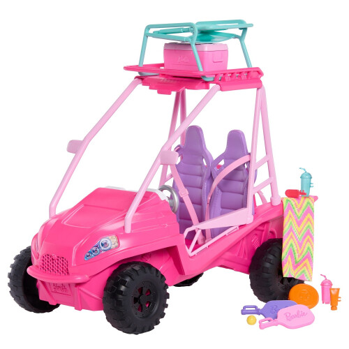 Barbie Beach Buggy con accessori, adatto a 4 bambole