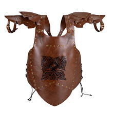 Dramatic Renaissances Costume Outfit Faux Leather-Brown 09