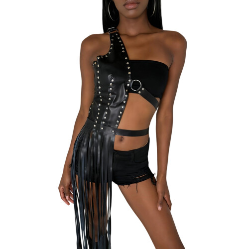 Punk Tassels Strap Belt Lightweight Harness Ideal For-Black