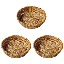3X Hand-Woven Basket, Wicker Basket, Food Serving Basket for Bread, Fruit, Vegetable Storage, Gift Basket 25 X 8cm