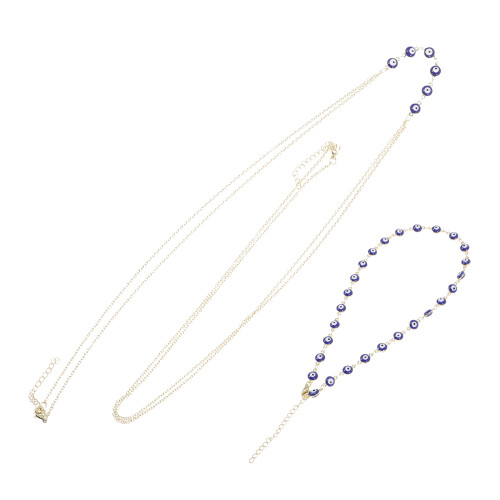 1Set Bikini Body Chain Met Duivels Oog En Blauwe Accent
