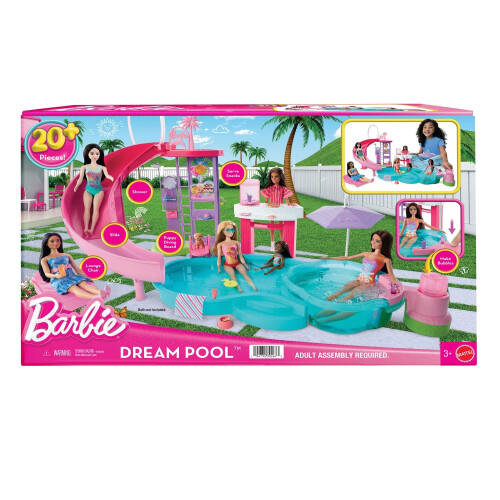 Barbie Pool Playset con scivolo e vasca idromassaggio, 17 accessori 2