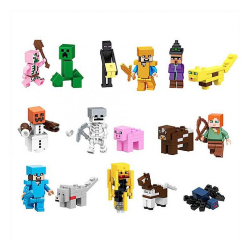 16Pcs Minecraft Blocks Figures Fit Building Characters Mini My Series 1
