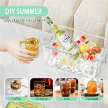 Easy Release Ice Cube Tray with Lid & Bin, 2 Pack Stackable Spill-Resistant Ice Trays for Freezer, Whiskey & Cocktails