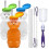 Honey Bear Straw Cup Long Straws 3 Pack Squeezable Therapy Drink Container Spill Proof Leak Resistant Lid 1