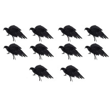 10X Halloween Prop Feathers Crow Bird Large 25X40cm Spreading Wings Black Crow Toy Model Toy,Performance Prop