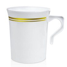 48 vasos de plástico de 250 ml con asa, desechables para café, bebidas frías o calientes, fiestas y cafeterías