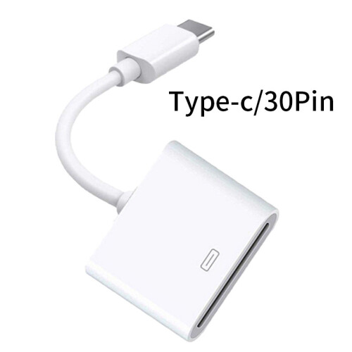 Câble de charge compatible avec adaptateur 30 broches vers USB type C pour appareils Apple，câble renforcé et compact