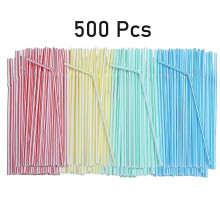 500 plastových slamiek na pitie, dĺžka 20,3 cm, viacfarebné pruhované, jednorazové na nápoje