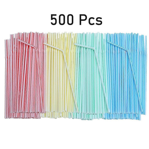 500 cannucce di plastica da 20,3 cm, multicolori a righe, pieghevoli