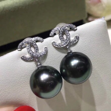 Fashion Earrings Pearl Stone Drop Earrings Gold Tone 12 mm Premium Black Elegant Party Jewelry