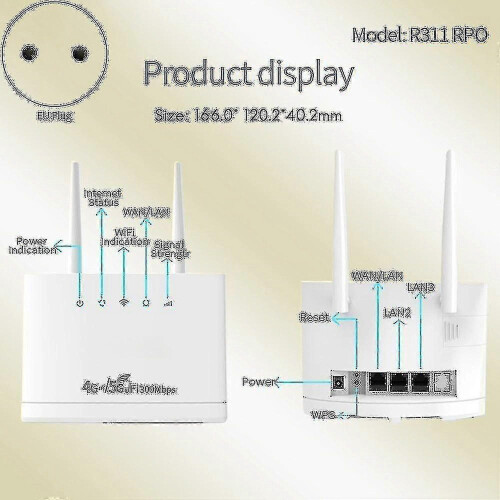 Δρομολογητής WiFi 4G και 5G με υποδοχή κάρτας SIM, βύσμα ΕΕ, ασύρματη ταχύτητα 300 Mbps 1