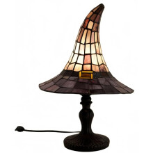 Stained Witch Hat Lamp Halloween Decor, Halloween Handcrafted Retro Resin Witch Lamp, for Bedroom & Bookshelf