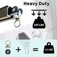 15 Pack Ceiling Curtain Rollers, Sliding Track Gliders with Mute Wheel, Ideal for Ceiling, Wall, Room Divider, RV