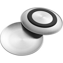 Stainless Steel Cat Bowls, 6.7" Wide and Shallow Cat Food Bowl Set with Silicone Ring for Non Slip, Metal Cats Dishes