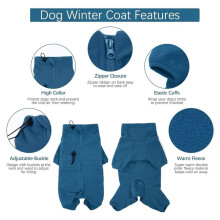 Dog Winter Coat Soft Fleece Pullover Pajamas, Pet Warm Cold Weather Jacket Vest Cozy Jumpsuit Apparel Clothes L