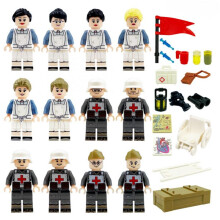 12 PCS World War 2 German Medical Unit Building Bricks Pretend Toys for Boys & Girls
