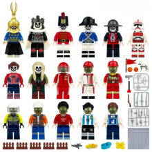 16 PCS Zombie and Skeleton Multi IP Professional Minifigure Small Building Blocks Toys for Kids