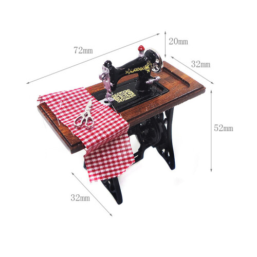 Medieval Nostalgia Scissors Pattern Checkered Fabric Sewing Machine Model Decorative Display Piece 1
