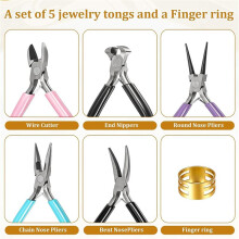 5 Pcs Jewelry Pliers Set, Jewelry Making Tools Kit Needle-Nose Round-Nose Diagonal-Cutting Bent-Noses End-Cutting