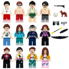 12 PCS Summer Sports Leisure Theme Lifeguard Beach Vacationer with Sports Accessories Building Blocks Toys