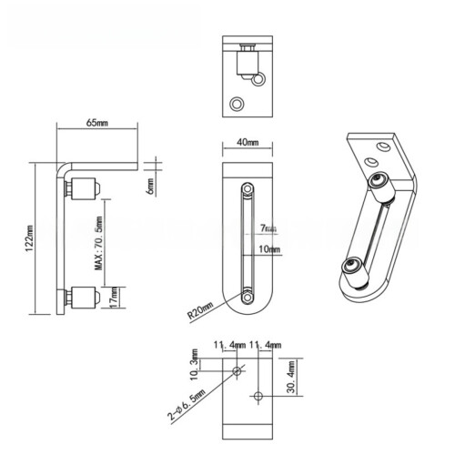 Calhas para Porta de Correr para Chão e Parede, Prateadas, com Rolamento de Esferas 2