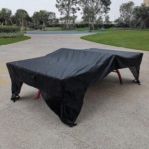 Waterproof Outdoor Ping Pong Table Cover, Dustproof and Lightweight, Drip Protected, Black Polyester 1
