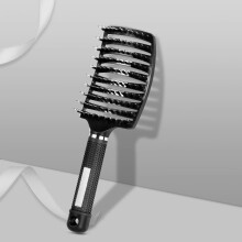 (Black) Bristle Hair Brush Denman Brush for Curly Hair Scalp Massage Comb Detangling Hairbrush for Women Professional Hair Styling Tool
