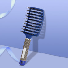 (Blue) Bristle Hair Brush Denman Brush for Curly Hair Scalp Massage Comb Detangling Hairbrush for Women Professional Hair Styling Tool