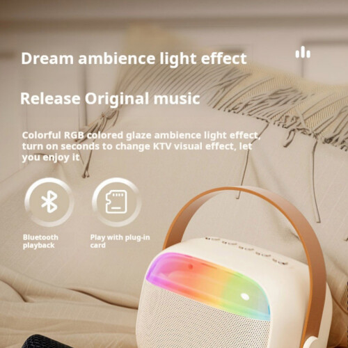 Wireless Bluetooth Karaoke Speaker with Microphone, All-in-One Singing System with Deep Bass and Echo Effect 2