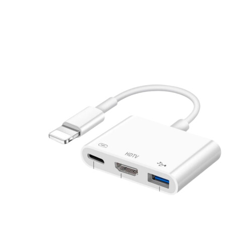 Adaptador 3 em 1 de Lightning para HDMI com carregamento e porta USB, para iPhone e iPad 1