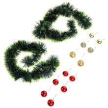 2St Xmas Slinger Donkergroen Met Ballen Voor Huisdecoratie