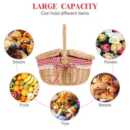 1Piknic Basket Multifunctionele Rieten Mand Met Dubbele