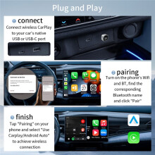 CarPlay Wireless Adapter,From Wired CarPlay to Wireless, for IOS 10+ & Wired CarPlay Cars From 2016