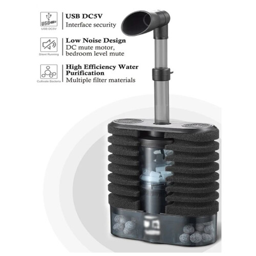 New Aquarium Filter Air Lifting Internal Filter for Small Medium Fish Tanks Filtering Impurities Provide Oxygen Content 1