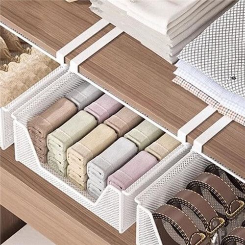 Wardrobe Pull-Out Partition Drawer-Type Underwear Rack Layered Clothes Storage Clothes Hanging Basket Without Punching 2