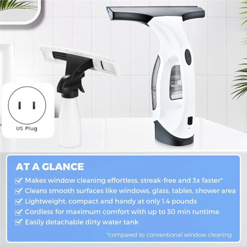 Cordless Window Vacuum Cleaner, Window Cleaner Squeegee Tool Set, Electric Windown Cleaning Tool US Plug 2