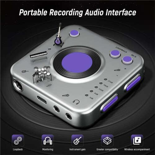 Live Dock Audio Interface for Live Streaming While Charging for Guitar Recording Music with Instrument Gain Control 2