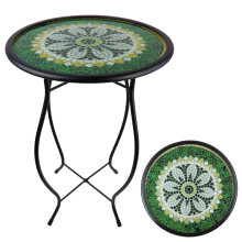 MooneLit Creations Grön Mosaik Glas Accent Sidobord & Växtställ - Perfekt för Inomhus/Ute