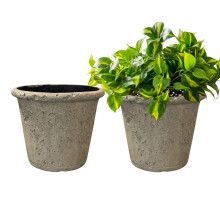 GROWSCAPE 6 Tum Mini Andover Runda Planterkrukor med Natursten Finish, Hållbara Utomhuskrukor, 2-Pack