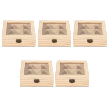 5X Wooden Tea Bag Jewelry Organizer Chest Storage Box 9 Compartments Tea Box Organizer Wood Sugar Packet Container