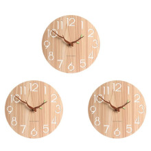 3X Nordic Wooden 3D Wall Clock Art Hollow Wall Clock for Children'S Room/ Home Decor 12 Inch