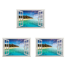 3X 3D Ocean Nature Sea View Mural Window Home Decor Sticker Room Picture Poster Art
