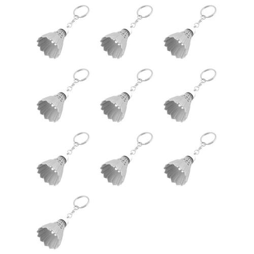 10X Keychain Handbag Split Ring Plastic Key Ring Badminton Decoration White