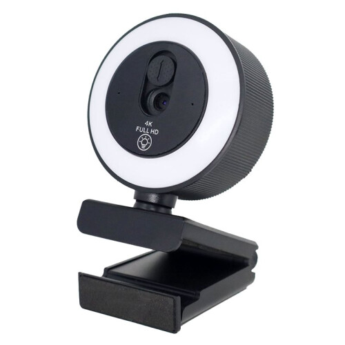 4k Webcam with Fill Light Autofocus USB Camera with Microphone Rotatable Webcam for Streaming Video Conferencing