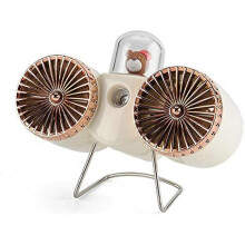 Double Spray Fan USB Rechargeable Desk Fan With Humidifier Night Light 3 Speed TYPE-C Charging For Home Office Outdoor Travel