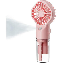 Small Battery Operated Handheld Mist Fan, 4 Speeds Transparent Water Tank Spray Humidifier, Portable Camping Gear for Outdoor Activities